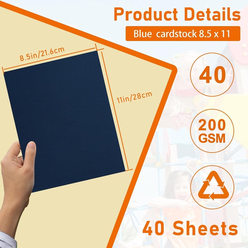 Guakicae 40 Sheets Navy Blue Cardstock 8.5 x 11 Copy Paper, 200gsm/75lb Heavyweight Paper Card Stock for Christmas DIY Making Cards, Wedding Invitations, Crafting, Memus, Greeting Cards - Image 2